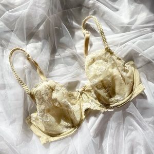 Sparkly yellow embroidered floral bra